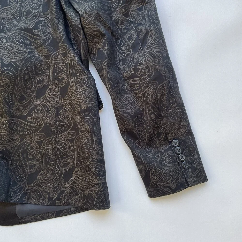 Guess Men’s Regular Blazer Paisley Printed Allover In Black Size M